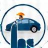 Icon of a car with a selection cursor.